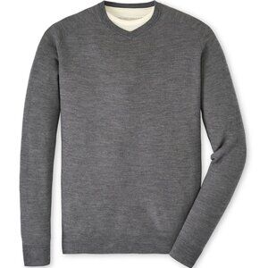 Peter Millar Gale Gray Dover High V-Neck Pullover Sweater MF23XS23